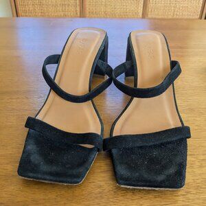 BY FAR Tanya Black Suede Sandals